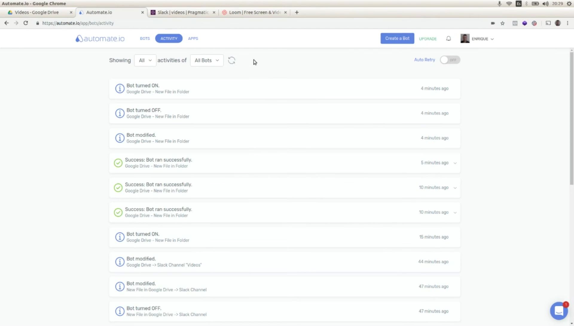 Automate.io Bot: Instantly Share Google Drive Videos to Slack