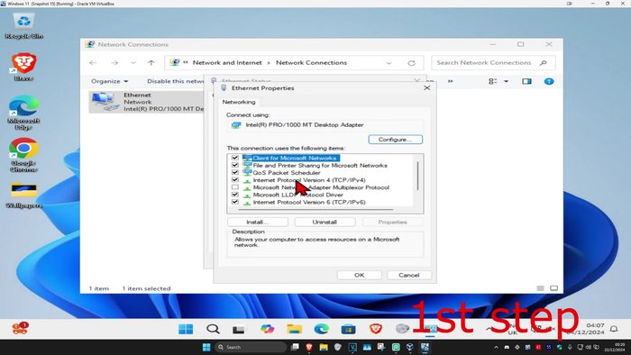 In Internet Protocol Version 4 (TCP/IPv4) properties, select 'Obtain an IP address automatically' and 'Obtain DNS server address automatically'.