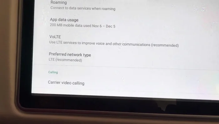 Ensure 'Carrier video calling' is ON.