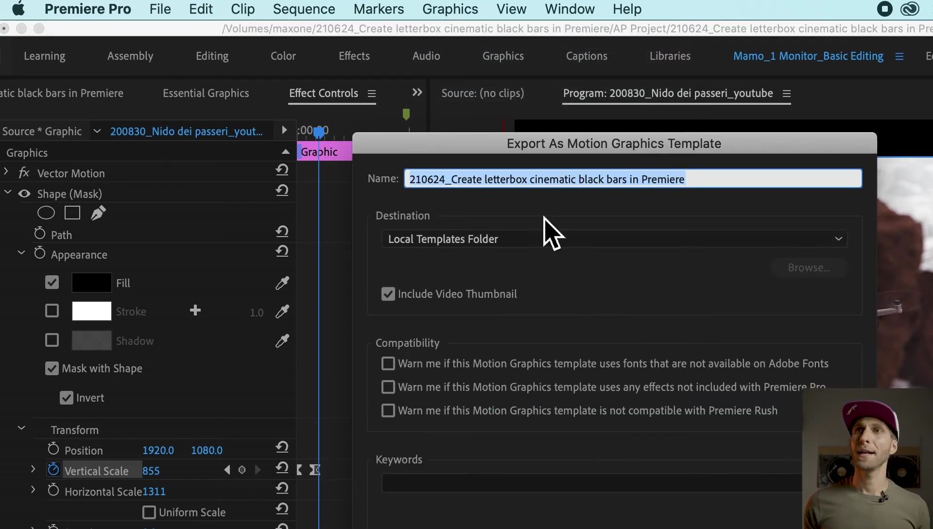 Fastest Way to Add Cinematic Letterbox Bars in Premiere Pro