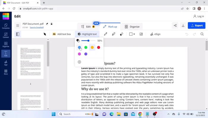 Adjust the highlight color opacity (optional).