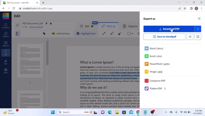 Click 'Download PDF'.