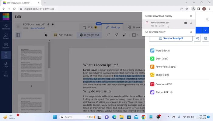 Open the downloaded PDF to view your highlighted text.