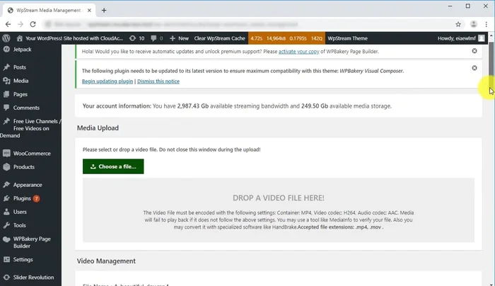To delete a file, go back to the WP Stream media library and click the 'Delete file' button, confirming the deletion in the pop-up.