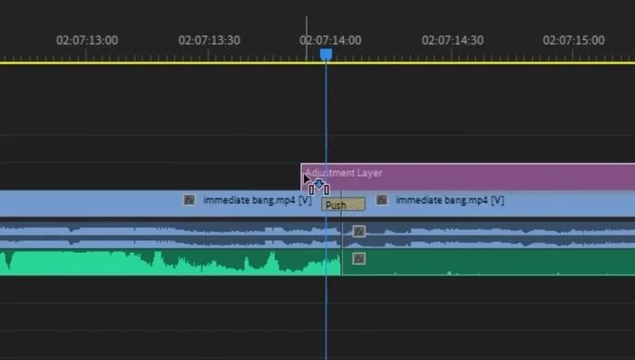 Drag the adjustment layer onto the timeline, trim it to the length of the transition.