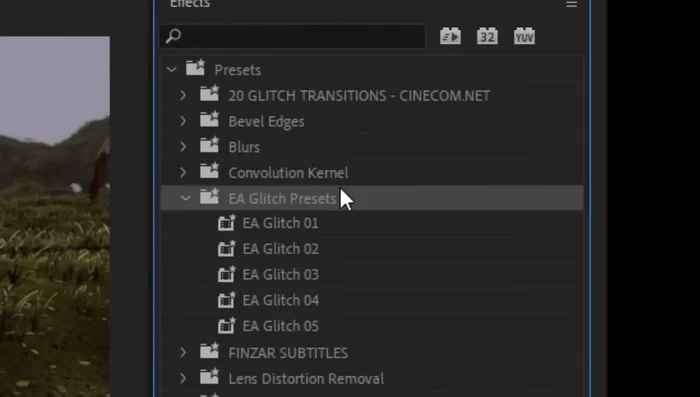 Drag and drop the chosen preset directly onto clip B (the clip after the transition).