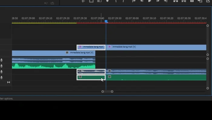 Move the section of clip B with the effect to a track above the previous clip.