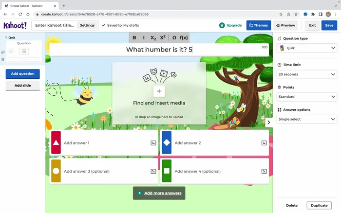 Add more questions by clicking on 'Add question'.