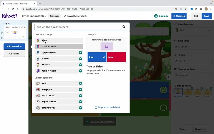 Add more questions by clicking on 'Add question'.