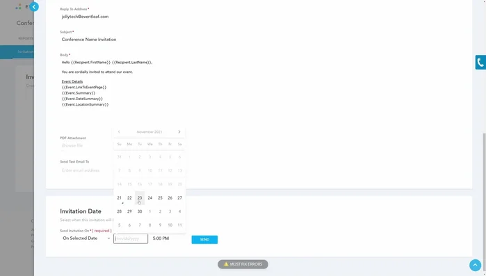 Choose your send settings: Send immediately or schedule for a later date and time.