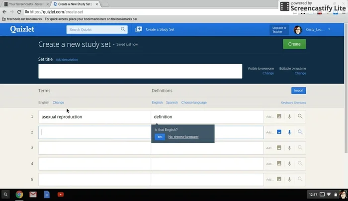 Add at least two terms and definitions before proceeding. You can add or remove terms later if needed.