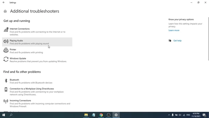 Go to Internet Connections