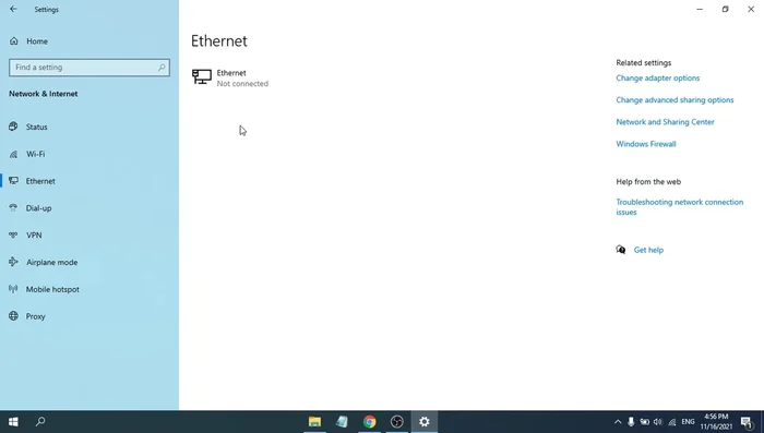 Choose the Ethernet option