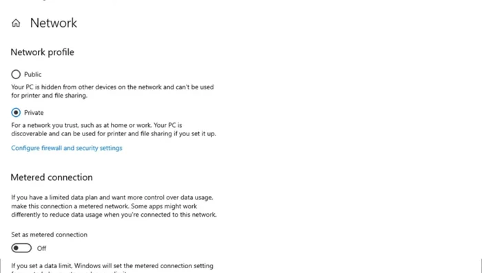 Turn off "Set as metered connection"